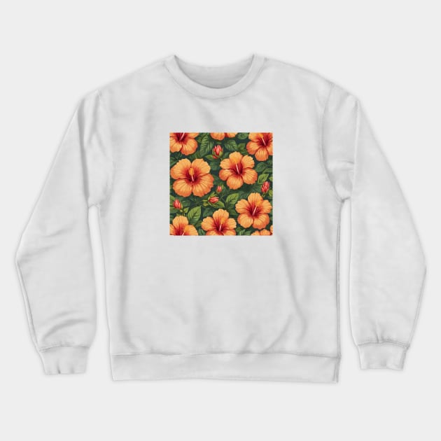 Hibiscus pattern Crewneck Sweatshirt by ANVC Abstract Patterns